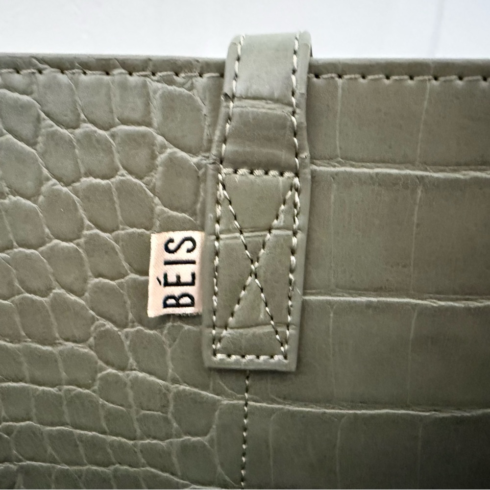 BEIS Olive Croc-Embossed Large Work Tote in Deep Olive (discontinued color) - Picture 7 of 7